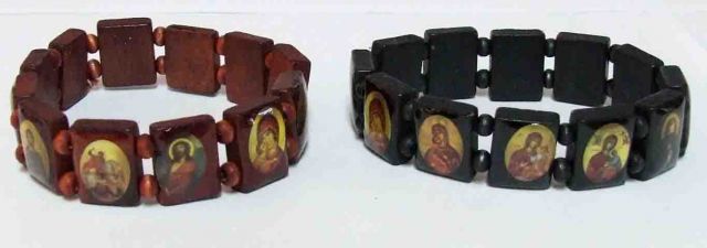 Bratara ortodoxa din lemn cu 12 imagini de sfinti